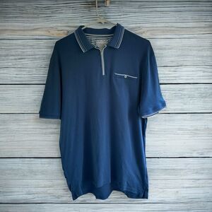 Denim & Flower Ricky Singh Men’s Polo Shirt | Blue 1/4 Zip | Size XL